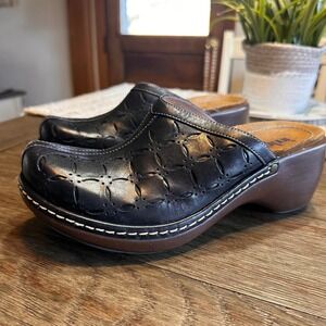 Indigo Clogs‎ by Clark's Mules Leather BOHO Comfort Heel Shoes Black 7M